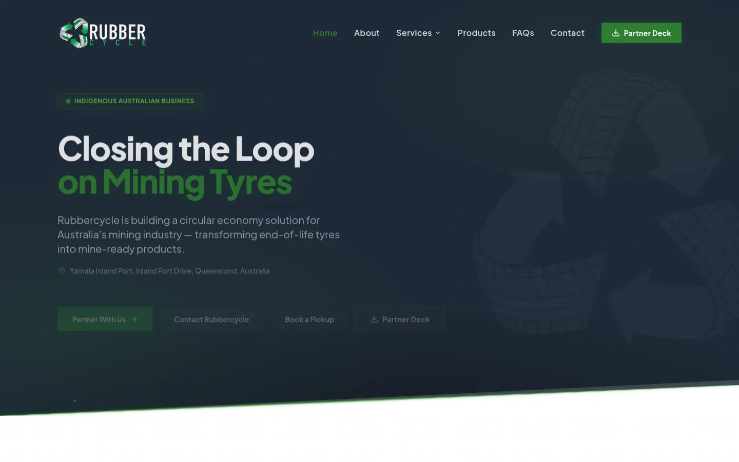 RubberCycle website, desktop view